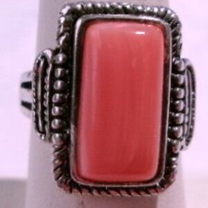 Pink Coral Rhodium Ring*Size 7*
